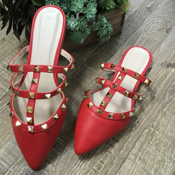 Studded Pointy Toe Flats - Picture 3 of 6